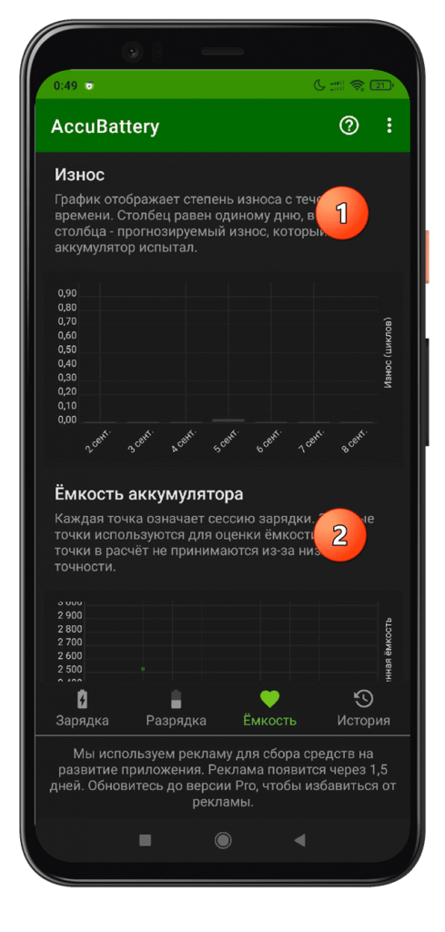 AccuBattery Android износ и емкость аккумулятора